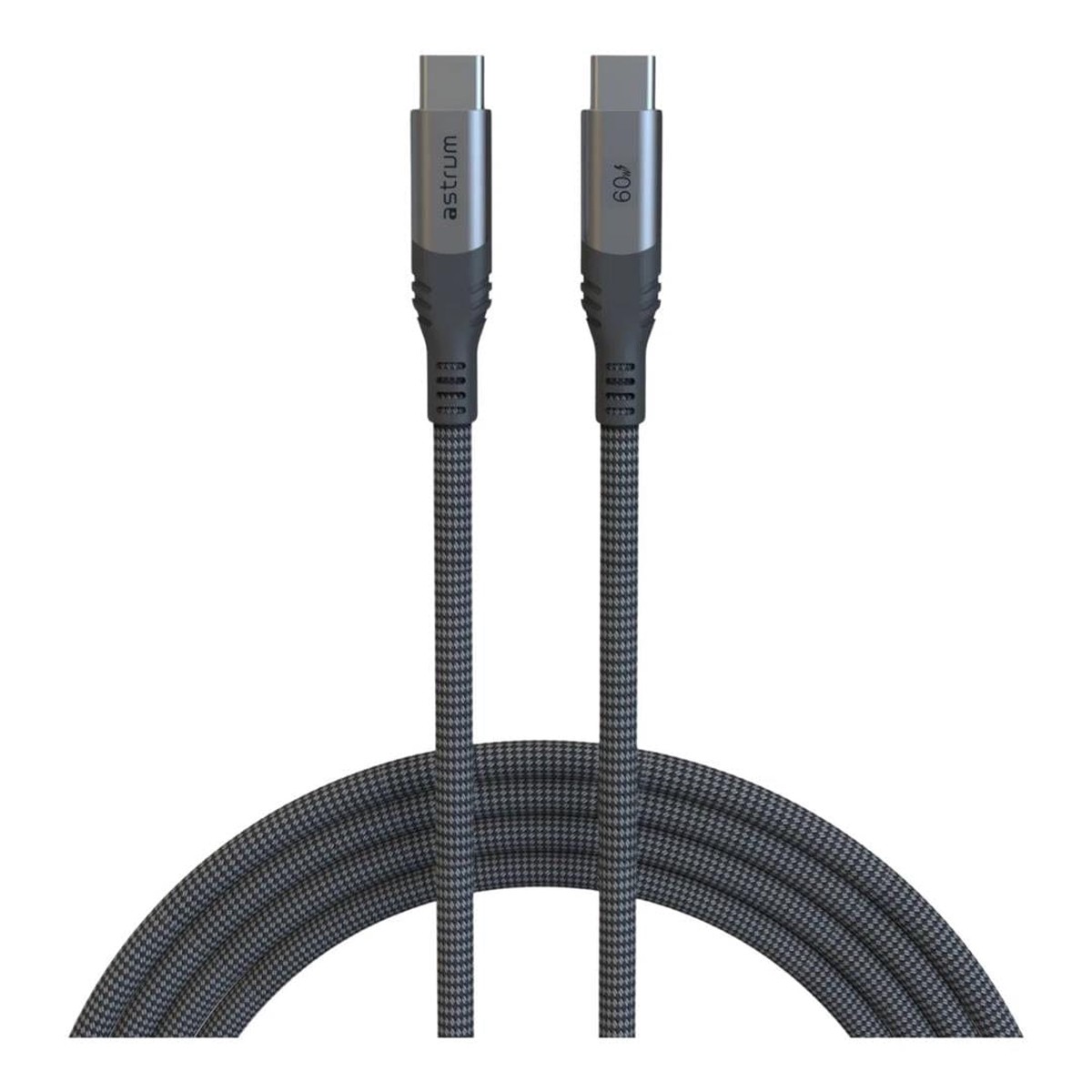 Astrum 1.2m VMCC60 60W USB-C to USB-C Braided Cable Grey AVMCC6012D
