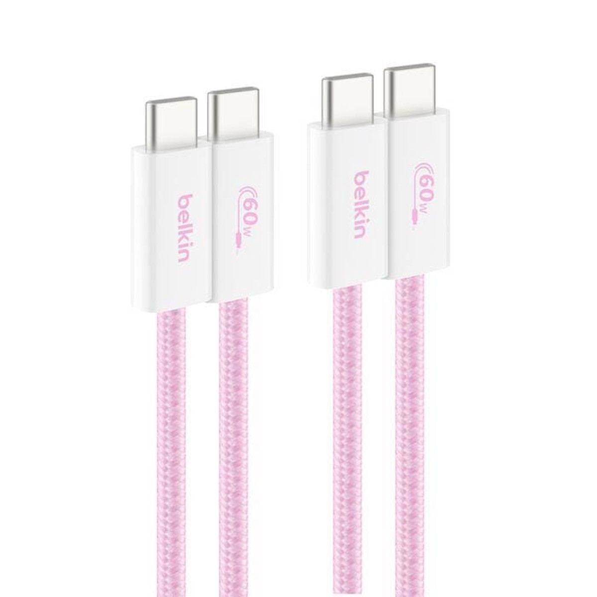 Belkin 1.5m USB-C to USB-C 60W Braided Charging Cable 2-pack Pink BBD008HQ05PK2PK