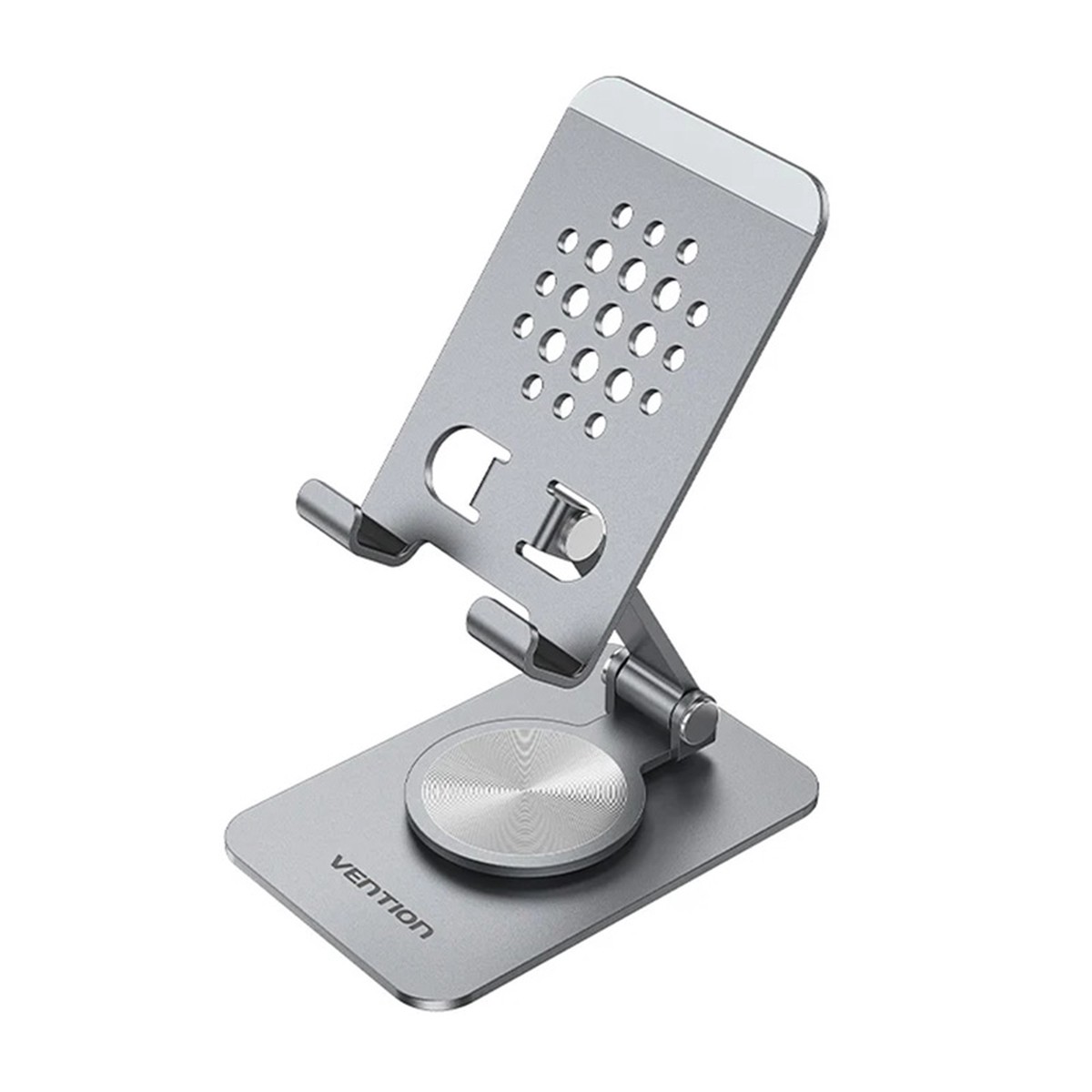 Vention KSDH0 Articulating Desk Phone Stand with 360 Rotatable Base Gray Aluminium Alloy Type