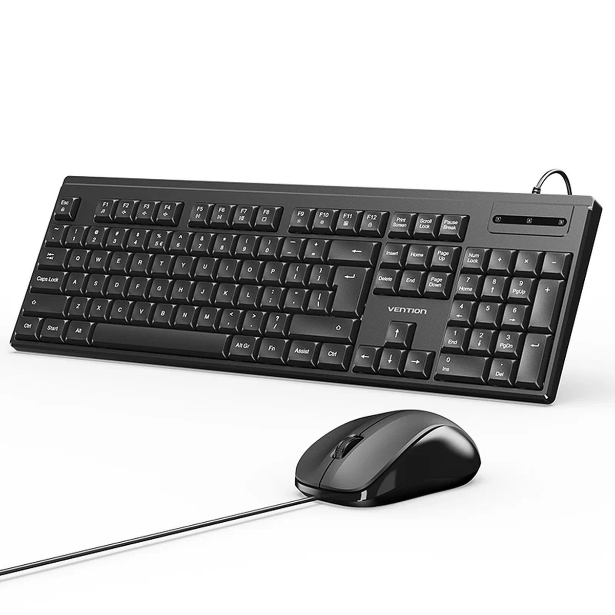Vention KTYBG-EN USB Wired Full-Sized Silent Keyboard and Mouse Combo Black Slim Type  US English Layout